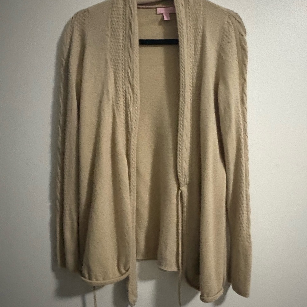 Lilly Pulitzer Cream Wrap Cardigan Sweater 100% Cashmere